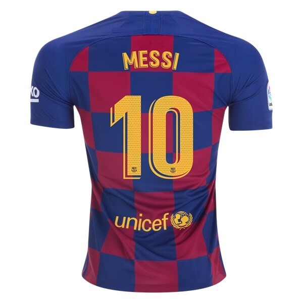 Maillot Football Barcelone NO.10 Messi Domicile 2019-20 Bleu Rouge